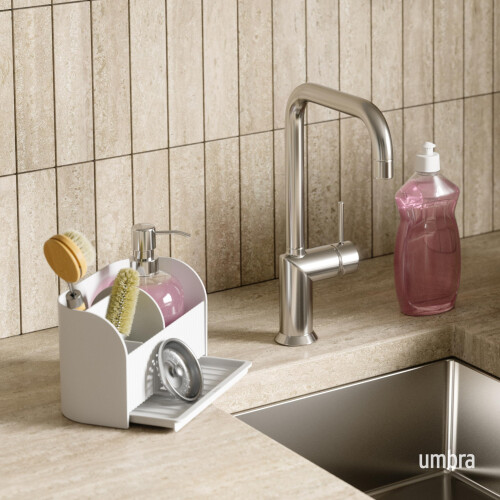Umbra Umbra Sling Sink Caddy and Soap Pump, White 1