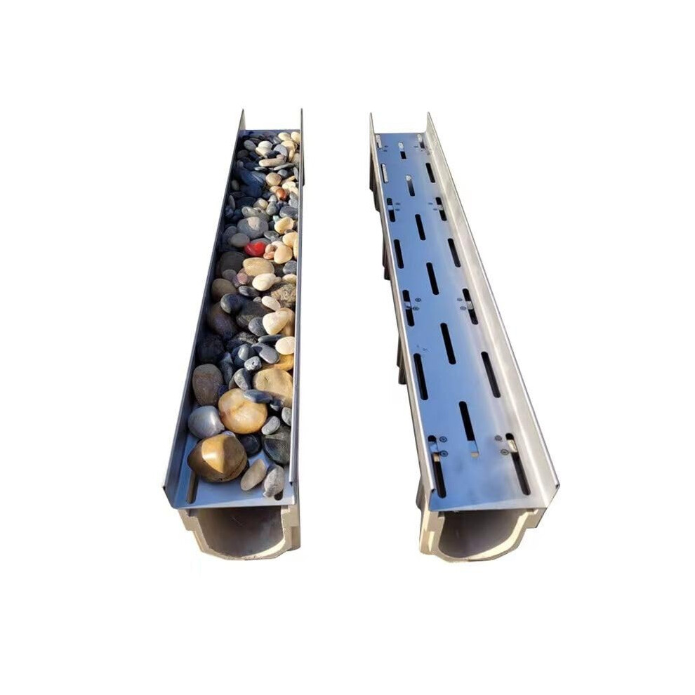 Stainless Steel Trench Drain With Cover, Narrow Linear Shower Drain For Patio Balcony Bathroom 7X3cm 9189345109041