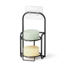 SpaceAid 2-Tier Shampoo Bar Holder for Shower, Self-Draining Soap Caddy for Bathroom Wall and Kitchen Sink, Stainless Steel Bar Soap Dish Rack (Black)