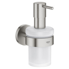 GROHE Start QuickFix Soap Dispenser with Holder (Metal & Glass, Filling Quantity 160 ml, Concealed Fastening, Including Screws and Dowels, Easy to Fit