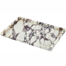 Denique Natural Marble Vanity Tray for Bathroom Countertop, Stone Storage Tray for Home Decor, 12"x8" Genuine Calacatta Viola Marble Perfume Jewelry