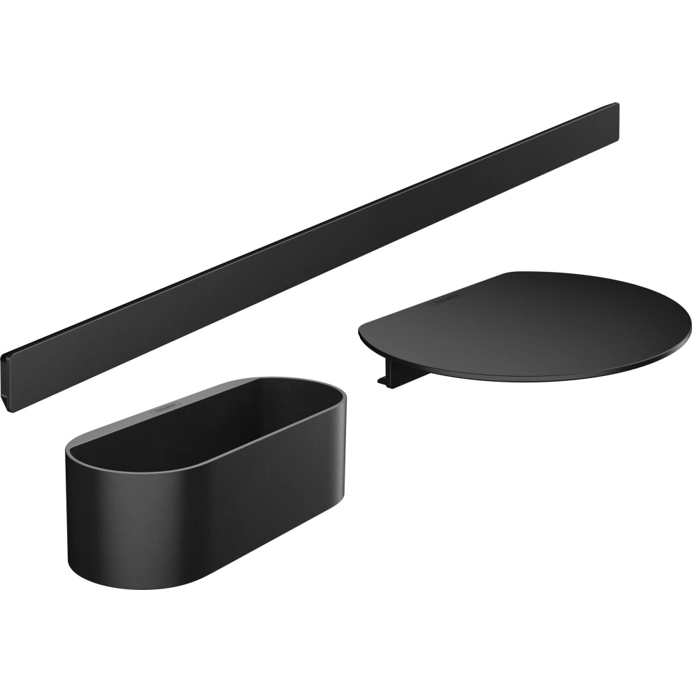Hansgrohe Wallstoris Bathtub Bundle, Bathroom Storage, Accessories Set, No Drilling, Matt 27966670 Black