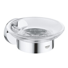 GROHE Start QuickFix Soap Dish with Holder (Metal and Glass, Concealed Fastening, Including Screws and Dowels, Extra Easy to Fit with GROHE