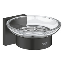 GROHE Start Cube QuickFix Soap Dish with Holder (Material: Glass & Metal, Wall Mounted, Concealed Fastening, with Screws & Dowels), Size 125 mm, Easy