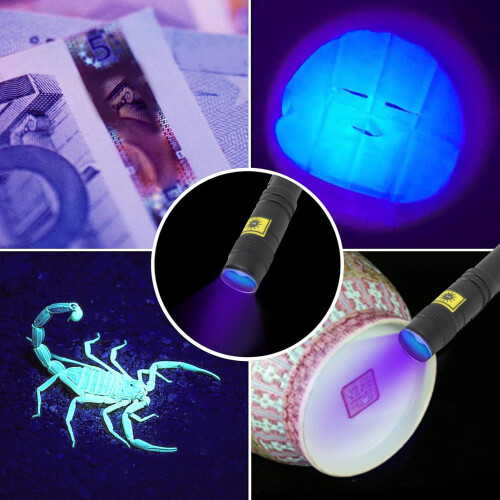 UV 365nm LED Blacklight Flashlight for Detection, 13cm, Aluminum 2
