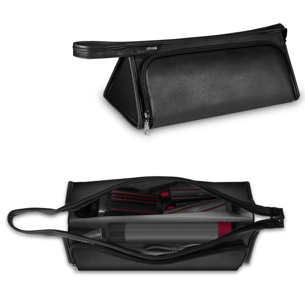 Sithon Travel Carrying Case For Dyson Airwrap Styler/Shark Flexstyle Speedstyle, Pu Leather Water Resistant Storage Organizer Bag With Pocket For