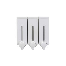 Croydex Slimline Triple Soap Dispenser - 450ml Capacity in Each Dispenser, Easy Refill, Wall-Mounted Hand Soap Dispenser for Bathroom, Simple Screw to