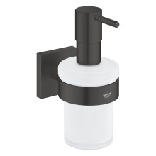 GROHE Start Cube QuickFix Soap Dispenser with Holder (Material: Iced Glass & Metal, Filling Quantity 160 ml, with Screws & Dowels), Size 158mm, Easy