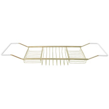Cabilock Telescopic Stainless Steel Bath Rack Extendable Anti-Slip Bathtub Tray with Phone and Wine Glass Holders for Bathroom Storage