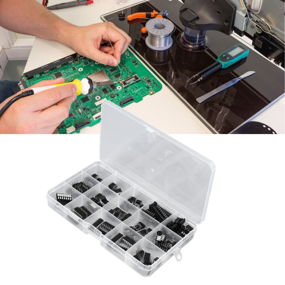 100Pcs Amplifier & Comparator Ics With 38 Dip Sockets Assortment Set 9301368761338