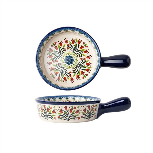Ceramic Baking Dish DoubleEar Handles 16.3cm Deep Dish Retro Tableware Bakeware