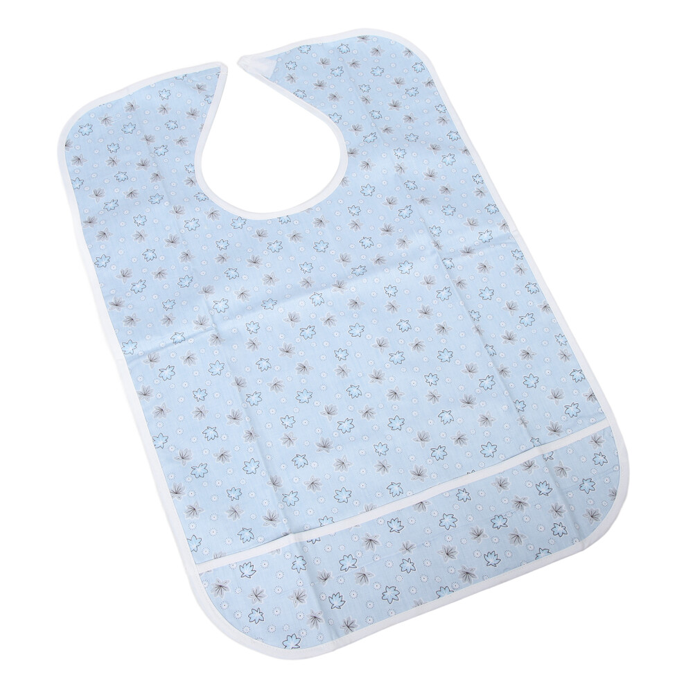 Blue Reusable Floral Adult Bib For Seniors Hook & Loop Easy Clean