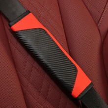 2PCS Red Carbon Fiber Car Seat Belt Cover Pads for Cupra Born 20212024 Shoulder Protection
