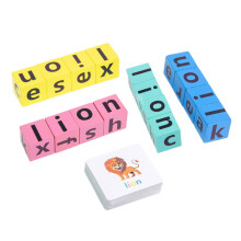 1 Set of Building Block Puzzle Letter Learning Activities Early Learning Games Word Cards Educational Wooden Toy for Toddlers Maple
