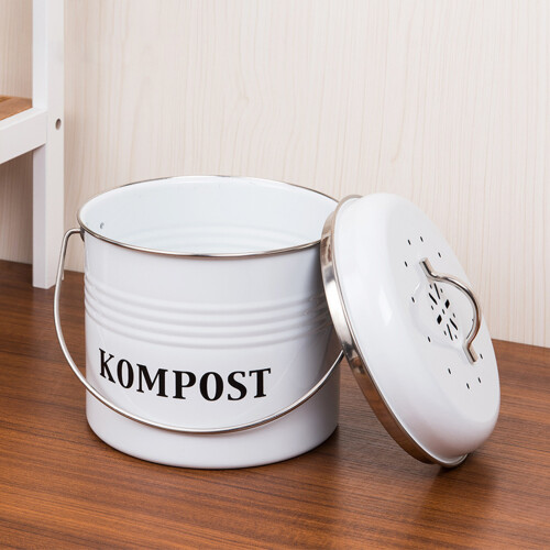 Charcoal Filter Composter for Indoor Use, Odorless Compost Bin with Ventilated Lid Farmhouse Design Compost Container Rustproof Construction Easy 1