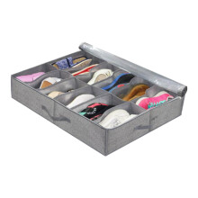Sturdy Nonwoven Fabric Organizer For Under Bed Shoe Storage Reinforced Handles With Clear Window Access Foldable Space Saving Design Premium Material