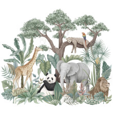 Exquisite Tropical Jungle Decals, Silk Wall Murals for Vibrant Kids Room Decor, High-Quality Craftsmanship Adorns Any Smooth Surface, Natural Silk Add