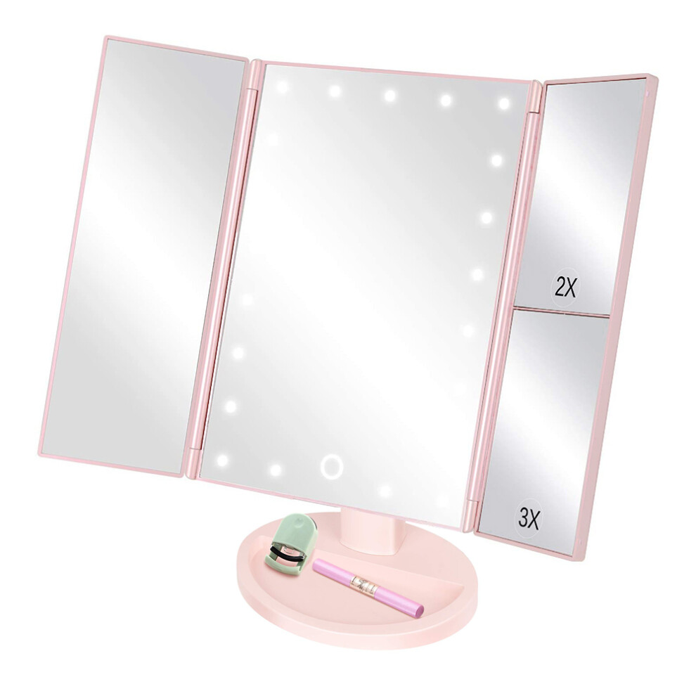 Radiant Beauty Mirror, Adjustable Rotation, Portable Travel Cosmetic Mirror, 2X/3X Magnification