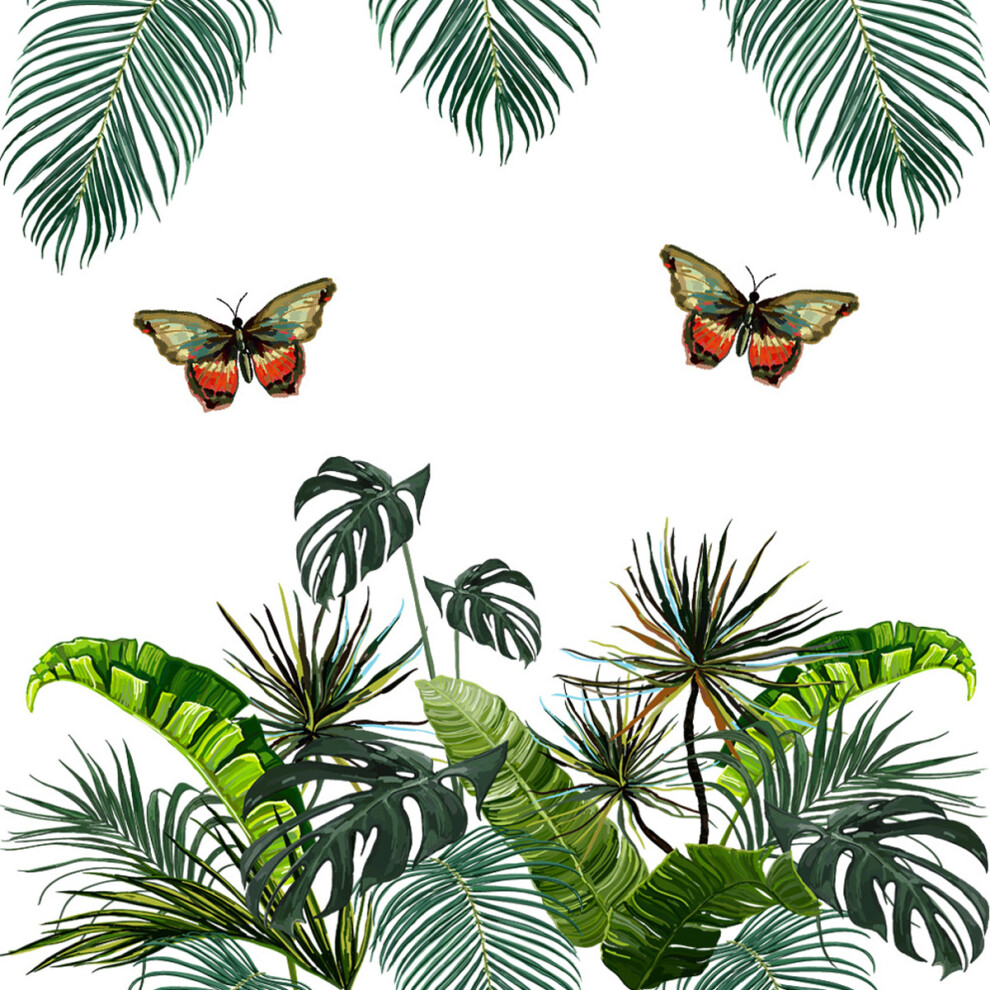 Home Decoration Removable Wall Decals, Tropical Leaves Peel and Stick Art Murals for Bedroom Nursery, 2Pcs Stylish Pattern Matte Finish Durable PVC