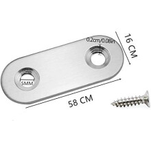 Corner Braces Support For Furniture Repair, Joint Angle Shelf Brackets Rust Free L Bracket With Screws, Robust Stainless Steel Construction 60X16Mm
