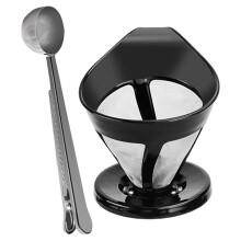 Stainless Steel Coffee Filter Set with-Black with clip spoo
