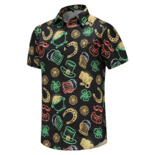 Hawaiian Shirt Men's Short Sleeve Button Down Floral Print Palm Tree Pineapple Beach Shirt Black XL Unisex 1950s Style