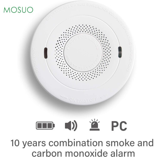 Smoke Detector With LED Light Indicator, Carbon Monoxide Detector With Dual Sensor, 10-Year Battery Life, Automatic Check Function For Continuous 1