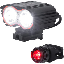 Lampe de vélo, phare avant de vélo rechargeable étanche à double usage, ultra-lumineux (2400 lumens) avec technologie de charge intelligente,