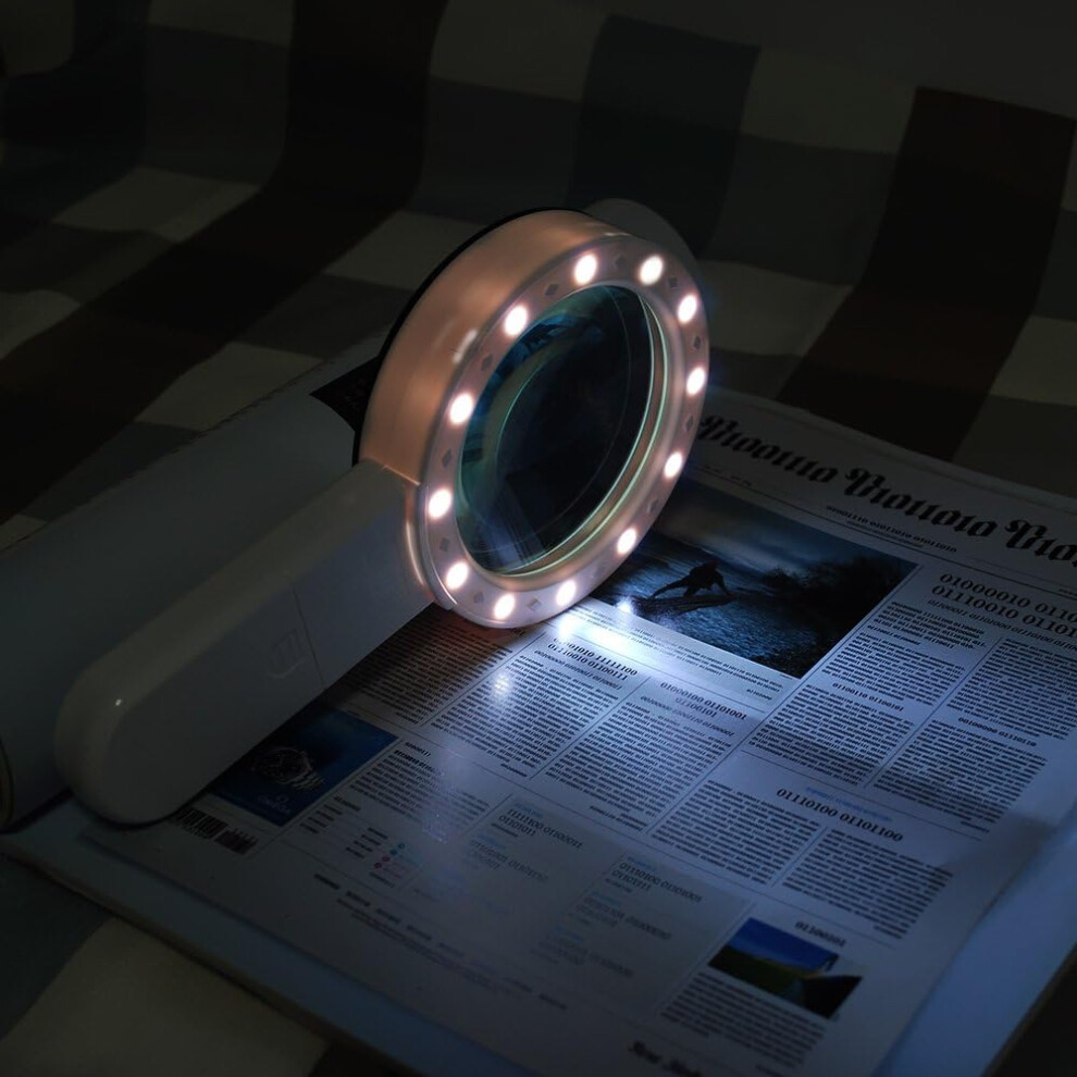 Handheld Large Magnifying Glass, 30X High Power Magnifier With Led Illumination, Ergonomically Designed For Seniors And Visually Impaired, Real Glass