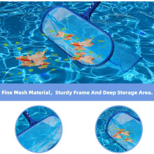 Telescopic Pole Compatible Pool Skimmer, Robust Craftsmanship Ultra Fine Debris Collection Skimmer with Wide Mouth Curved Design, For In-Ground
