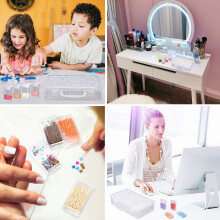 Organizador de plástico para materiais de arte DIY com compartimentos independentes para ferramentas de pintura com diamantes, armazenamento de