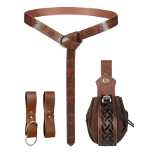 Pirate Costume Accessories | Brown Renaissance Belt Bag for Women Adults, Cosplay Purse for Theater, Stage, Party