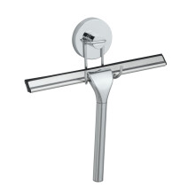 WENKO 20877100 Vacuum-Loc? bathroom squeegee - fixing without drilling, double wiper lip, Steel, 25 x 21.5 x 6 cm, Chrome