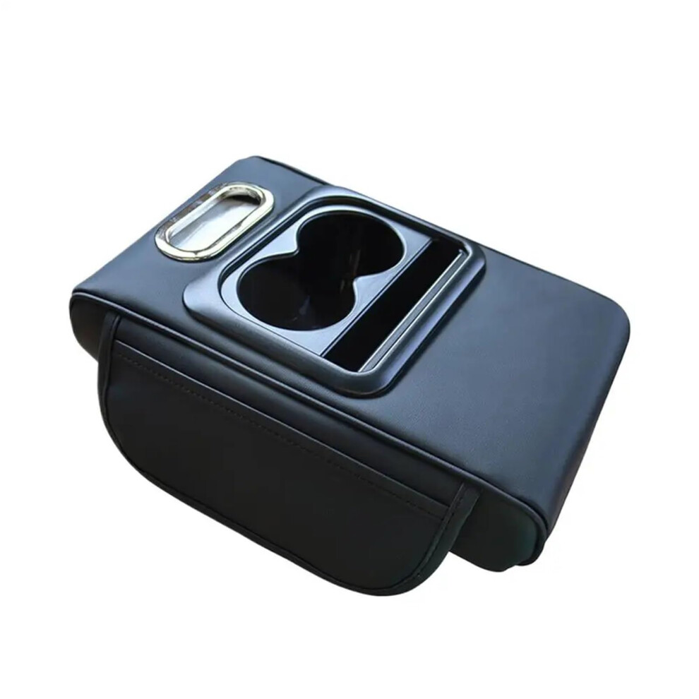 Car Armrest Box With Adjustable Height, Cup Holder And Tissue Organizer, Center Console Cushion Black 9189345110436
