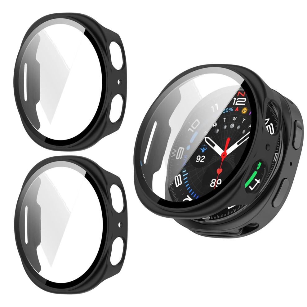 Case With Builtin Tempered Glass Screen Protector For Samsung Galaxy Watch 8 44Mm, 2 Pack Black 9189345110610