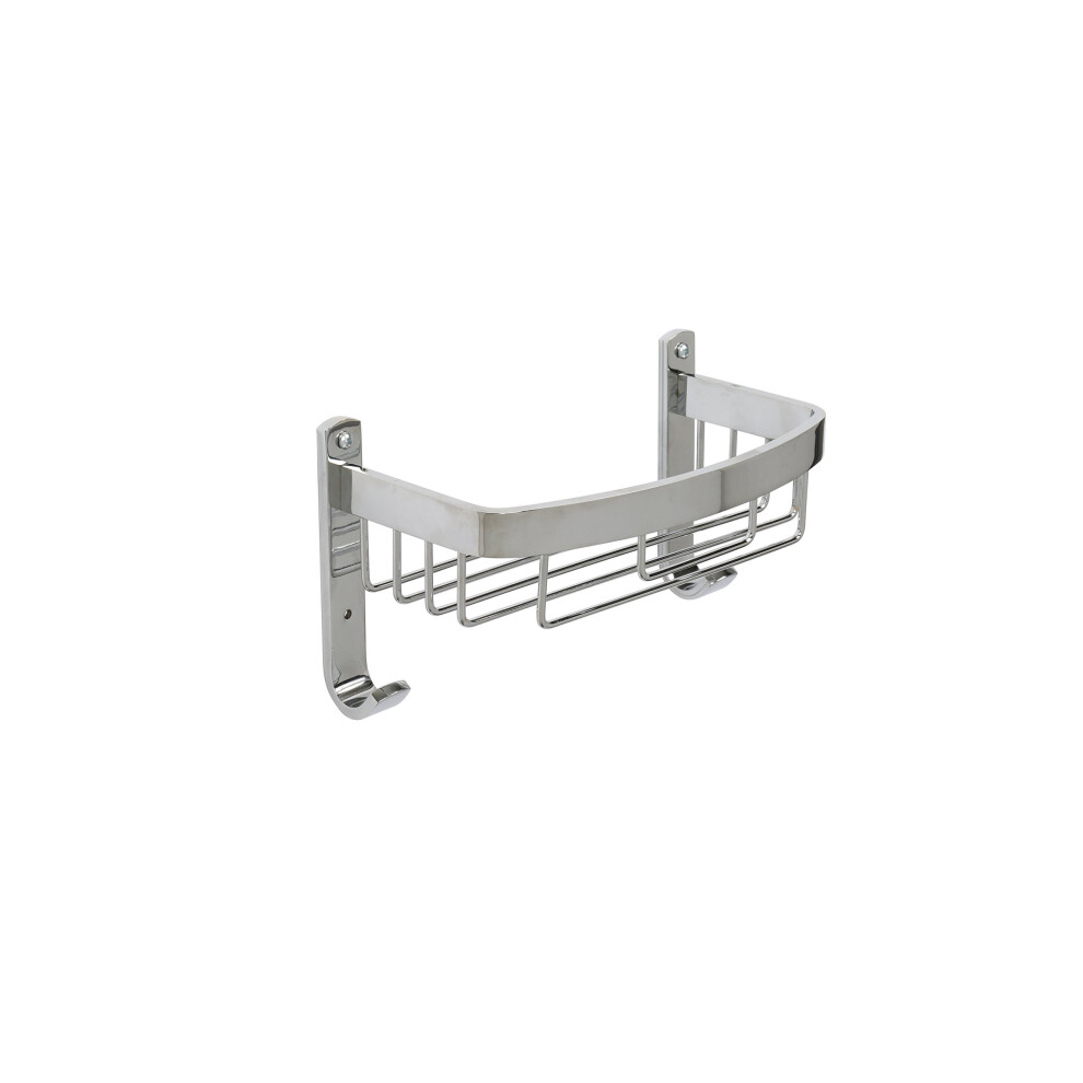 Croydex Aluminium Large Basket - Bathroom Storage Solution With Screw To Wall Fixings, Rust-Free Chrome Shower Caddy, Wall Plugs And Screws Included,