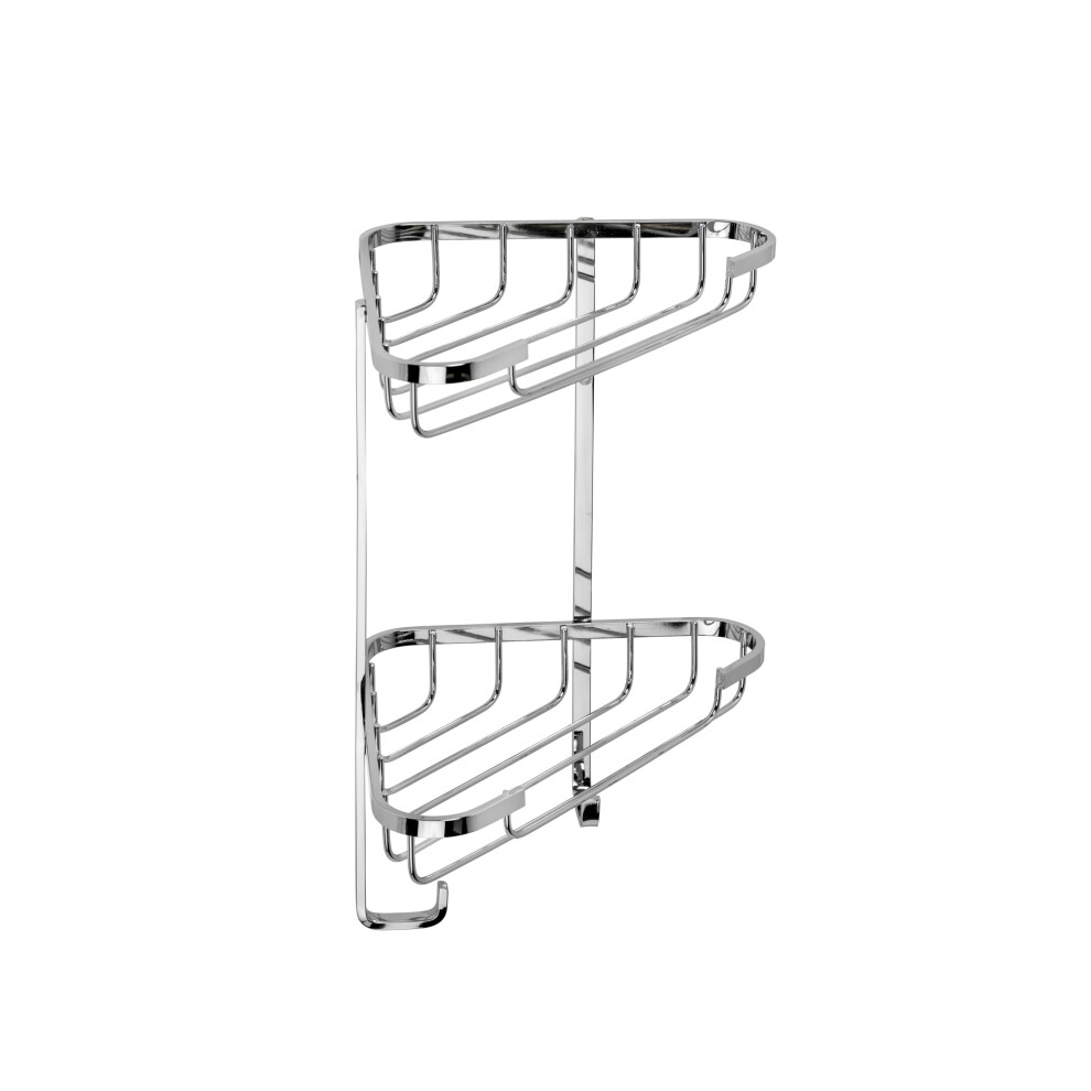Croydex Stainless Steel Small Corner Shower Caddy - Durable Steel Bathroom Shelves With Chrome Finish For Modern Bathrooms, 2-Tier Shower Corner