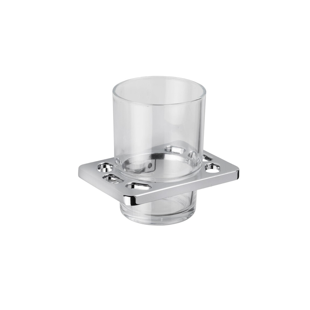 Croydex Qm731841 Sutton Wall Mounted Tumbler & Holder With Zinc Alloy Construction, Chrome