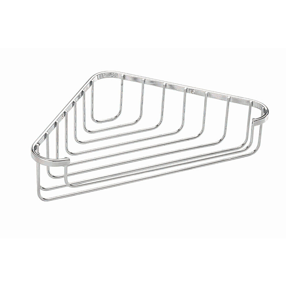 Croydex Corner Basket - Bathroom Storage Solution, Chrome Mild Steel Shower Caddy, Elegant Bathroom Accessory With Screw To Wall Fixings, Wall Plugs &