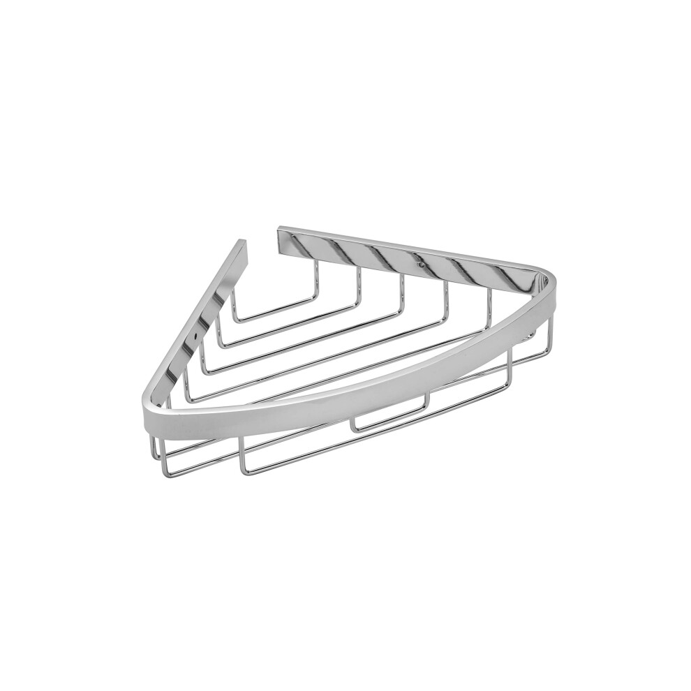 Croydex Aluminium Corner Shower Caddy - Rust-Free Chrome Bathroom Storage Basket With Wall Plugs And Screws Included, Bathroom Accessory - Screw To