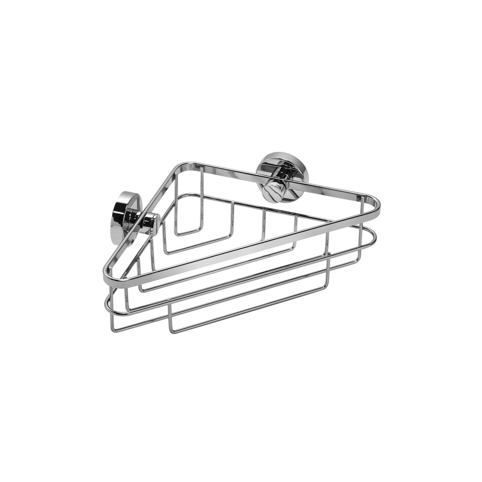 Croydex Brockham Flexi-Fix Corner Shower Caddy - Chrome Shower Shelf With Adjustable Fixing Points, Screw Or Glue, Suitable For Wet Areas, Includes