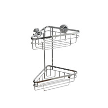 Croydex Brockham Flexi Fix Corner Shower Caddy - Two Tier Durable Steel Bathroom Caddy with 3 Ways to Install Screw or Glue, Anti Rust Properties with