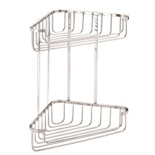 Croydex Large Corner Shower Caddy - Durable Steel Bathroom Shelves with Chrome Finish for Modern Bathrooms, 2-Tier Shower Corner Shelves with Hooks,