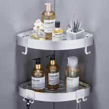 GERUIKE Shower Corner Shelves No Drilling Adhesive Bathroom Shelf Shower Caddy Basket Wall Mounted Shower Storage for Kitchen & Bathroom Organiser