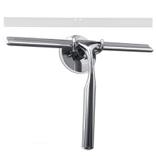 GlobaLink Shower Squeegee, 12 inches Stainless Steel Shower Scrapers with Hanging Adhesive Hook All-Purpose Bathroom Window Wiper With Replacement