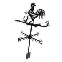 Metal Wind Vane Rooster Roof Yard Decoration-flower rooster