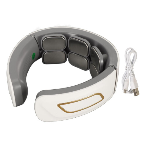 Masseur de cou 1000 mAh blanc ABS USB chauffé 6 électrodes 1