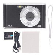 4K Vlogging Camera For YouTube, 48MP Digital Point And Shoot With FHD Dual Lens Auto Focus, Anti Shake Compact Digital Camera With Webcam Pause