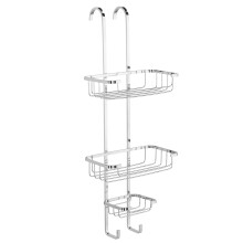 Croydex 3 Tier Hanging Shower Caddy - Hook Over Door Bathroom Accessory with Three Storage Baskets, Durable Chrome Plated Steel, No Drill Shower