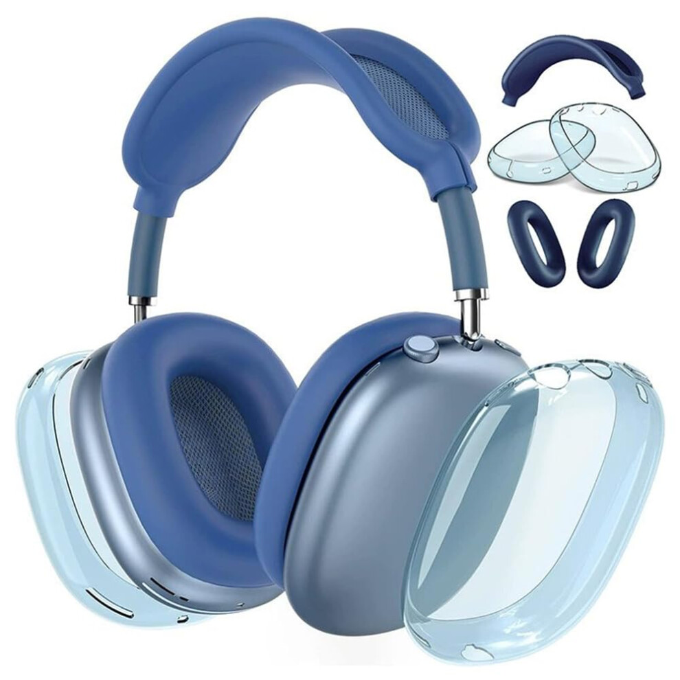 Silicone Case For Airpods Max Antiscratch Ear Cups Cover, Ear Pads Cover Clear Blue 9365049023979
